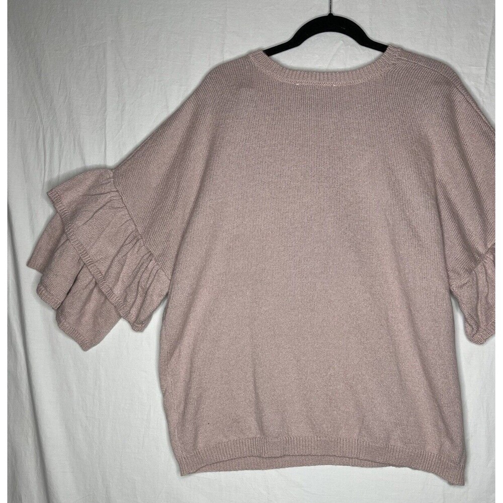 ELOQUII Women's Plus Ruffled Tiered Sleeve Sweater Pink Size 22/24 - Picture 8 of 9